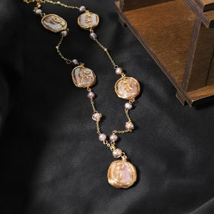 Natural Irregular-Shaped Vintage Freshwater Pearl Necklace for Women